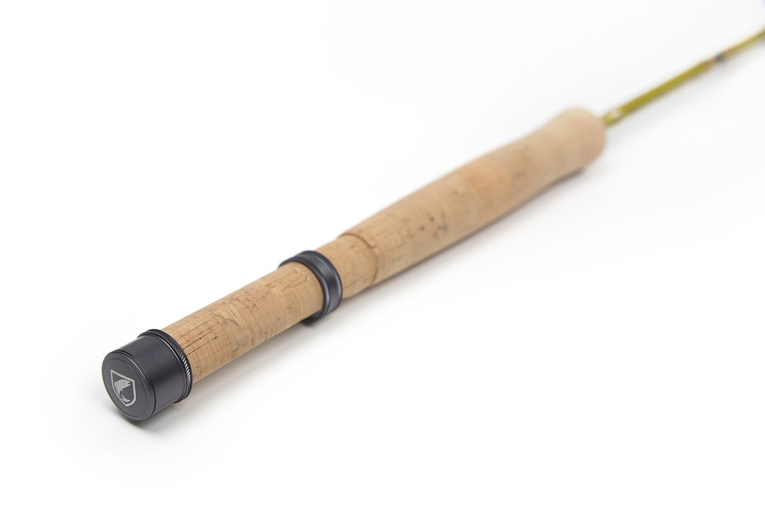 Cork grip and reel seat on a Douglas Upstream fly rod