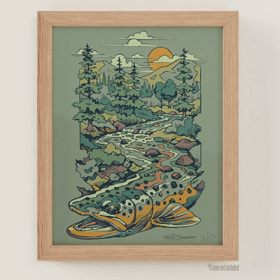Lakes Rivers Streams Trout Waters Print - Brown Trout Waters 2.0