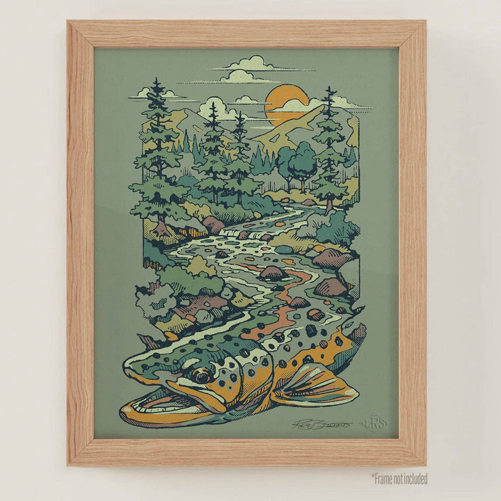 Lakes Rivers Streams Trout Waters Print - Brown Trout Waters 2.0