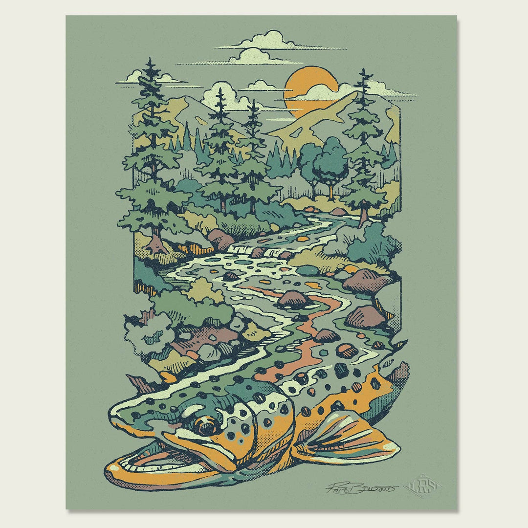 Lakes Rivers Streams Trout Waters Print - Brown Trout Waters 2.0