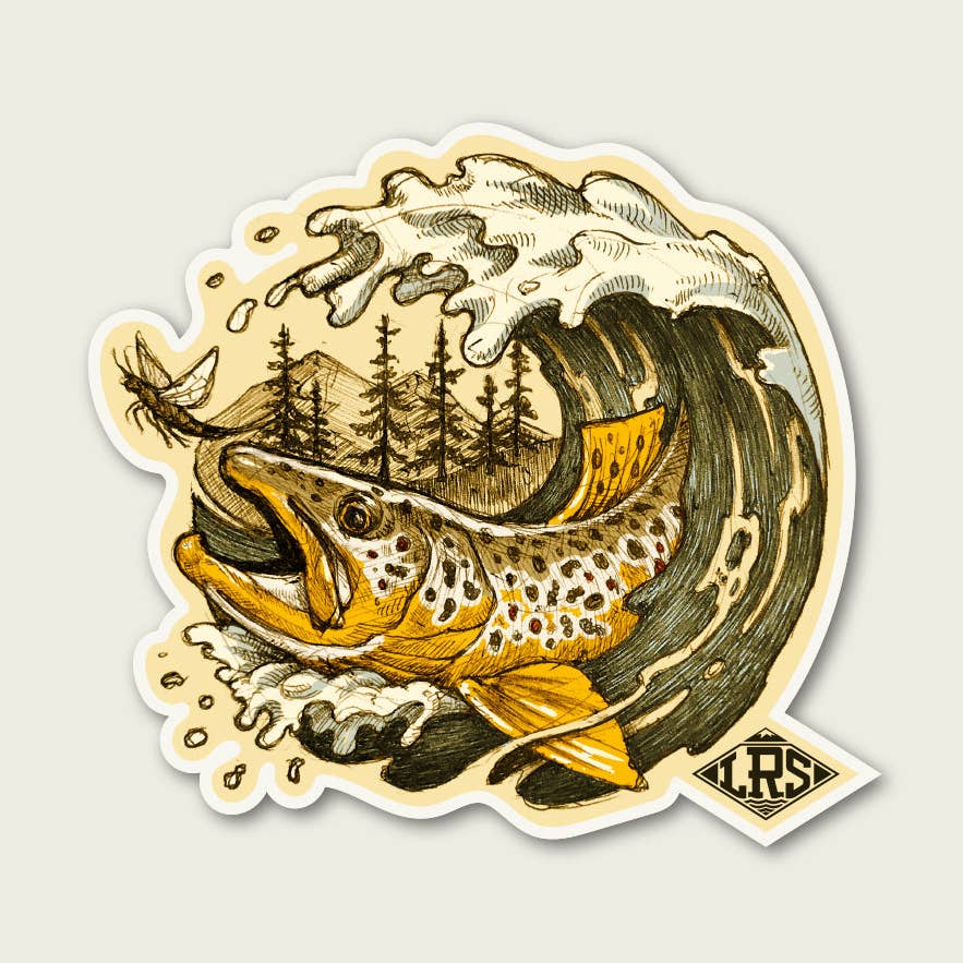 Lakes Rivers Streams Decal - Brown Trout Wave