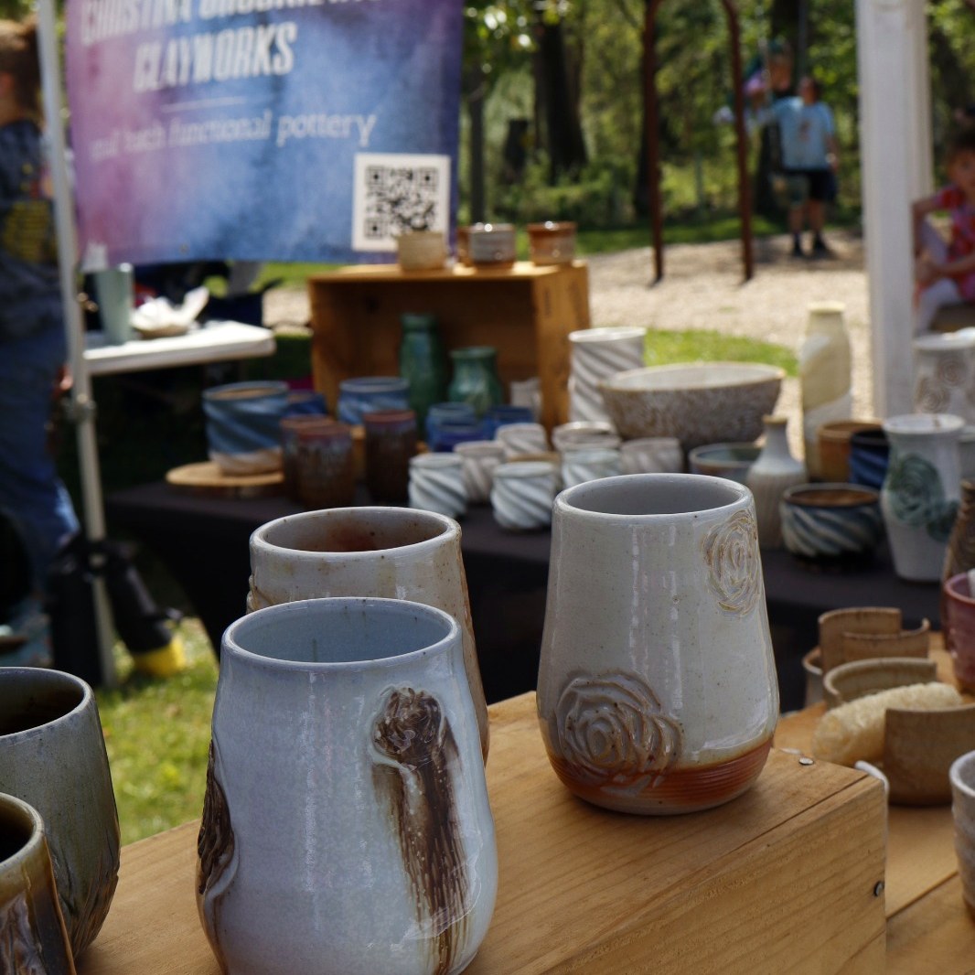 Handmade pottery from Christina G. Clayworks at Trout Fest